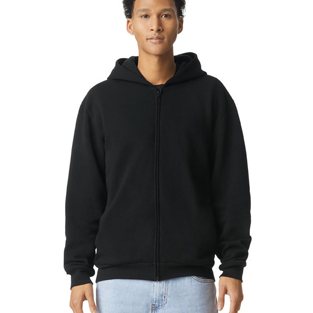 American Apparel Black XL ReFlex Fleece Unisex Full Zip Hoodie - RF497